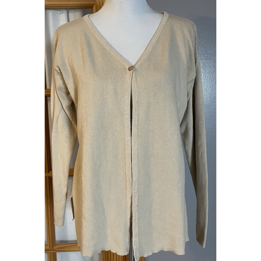 Vtg 70s Victoria Lynn Ramie Blend Cardigan Womens Sz M Beige Classic Hong Kong